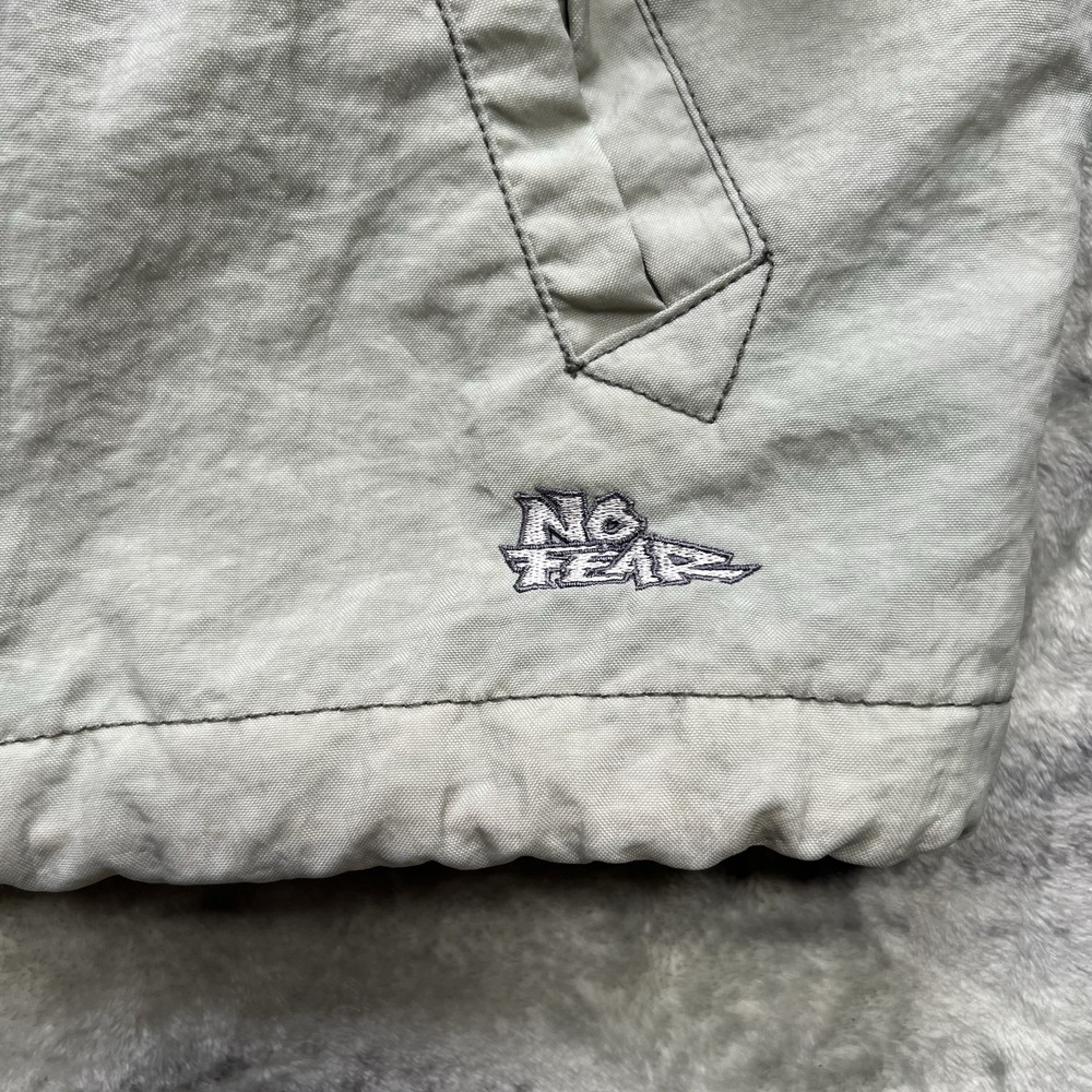 Vintage Y2K No Fear Windbreaker Jacket Gray Men's M Moto BMX Racing Collared - Picture 2 of 7